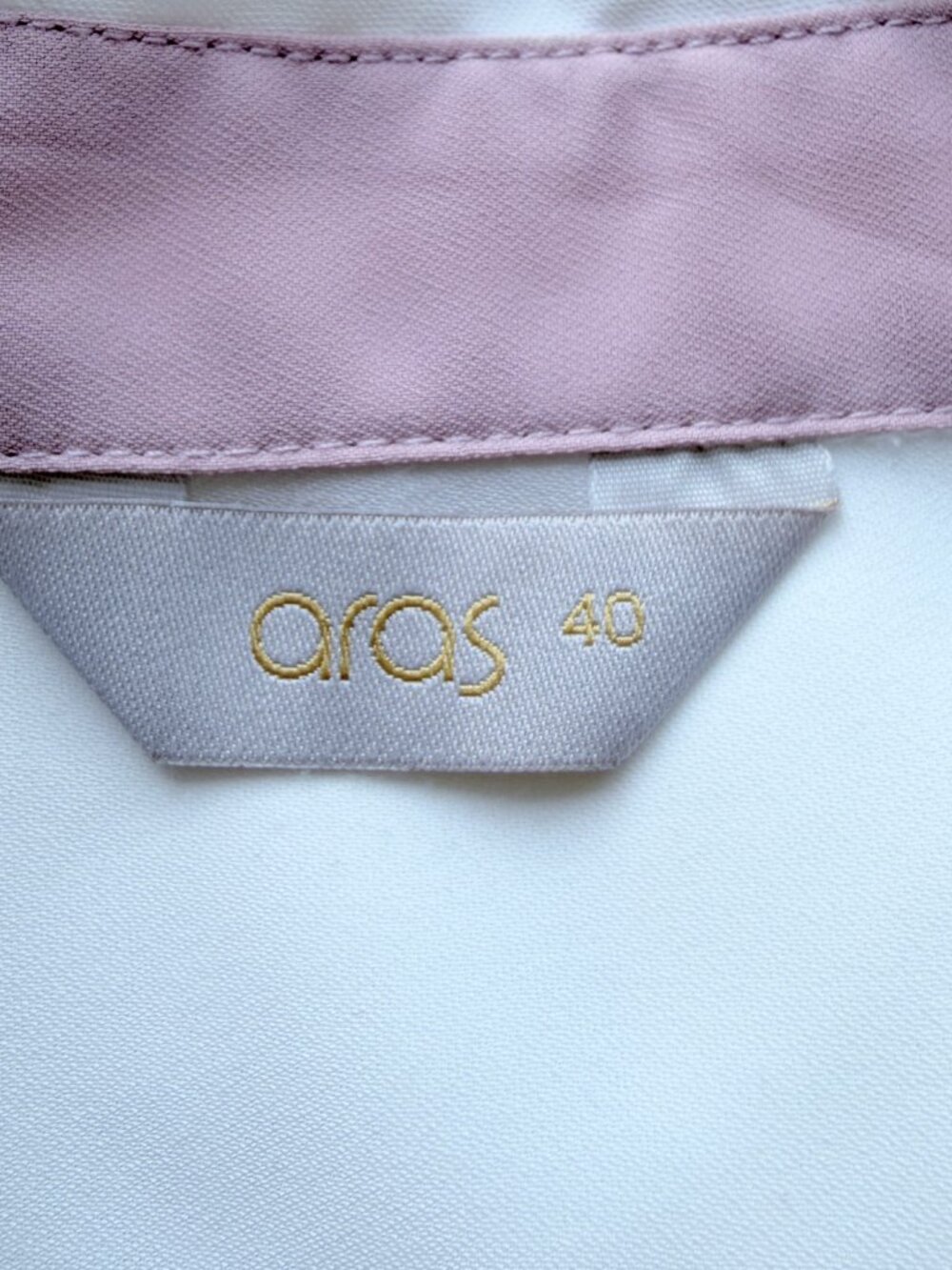 Aras Paris City Print Blouse Art Deco Collared Novelty Art White Pink Size 40 - Picture 11 of 13